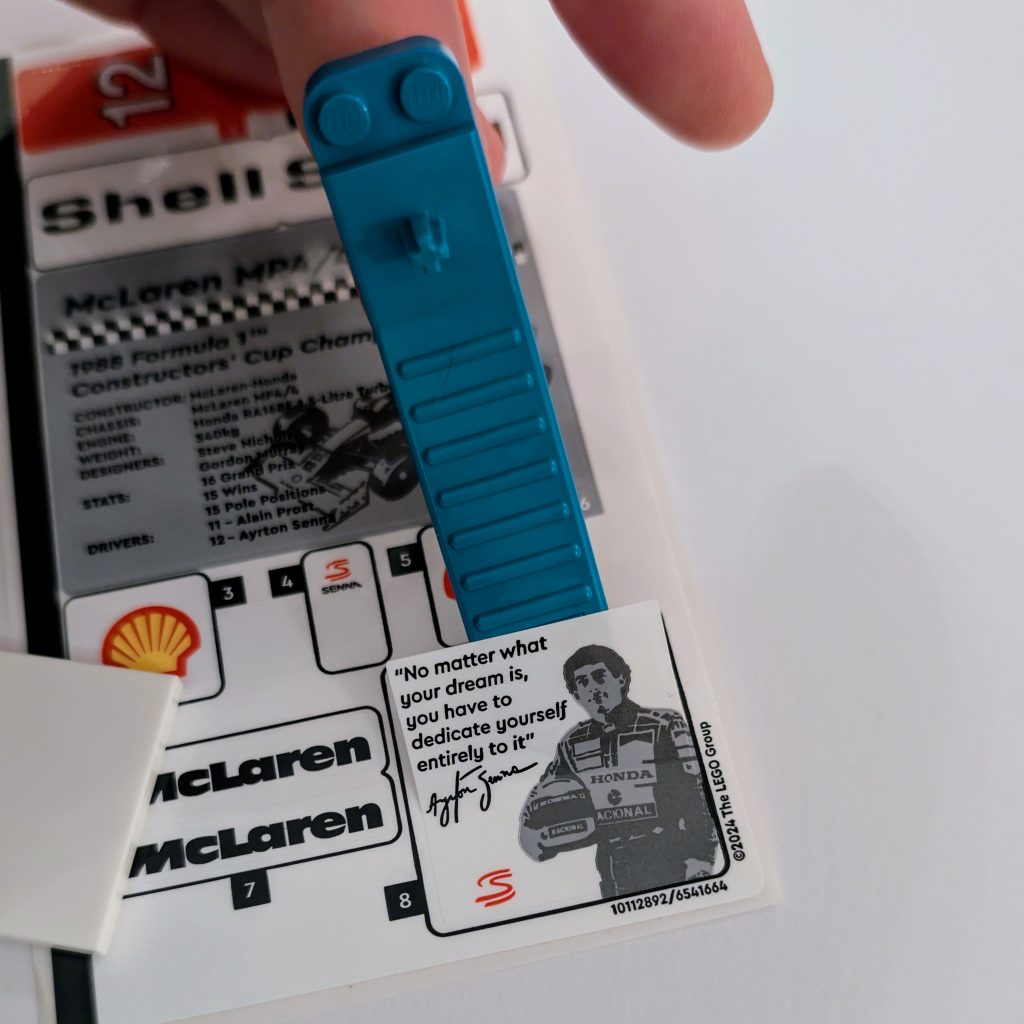 Ayrton Senna minifigure stand sticker