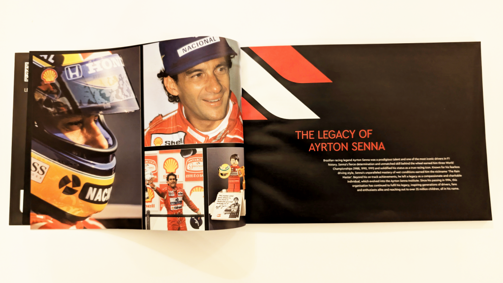 The LEGO McLaren MP4/4 instruction book: About Ayrton Senna