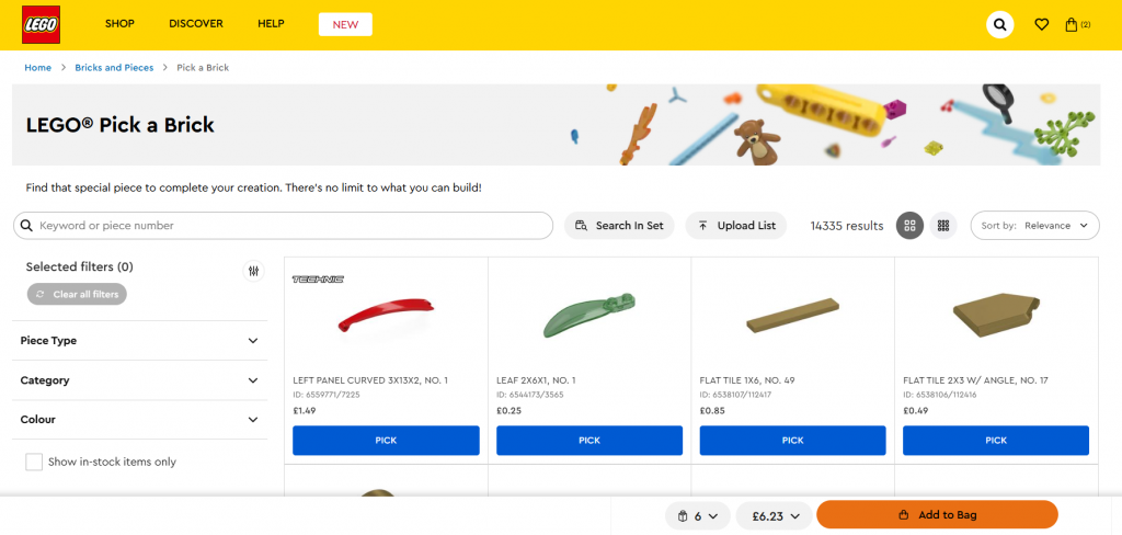 How to Upload a Parts List to LEGO Pick a Brick