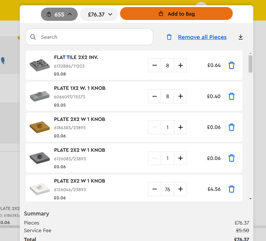 How to Upload a Parts List to LEGO Pick a Brick