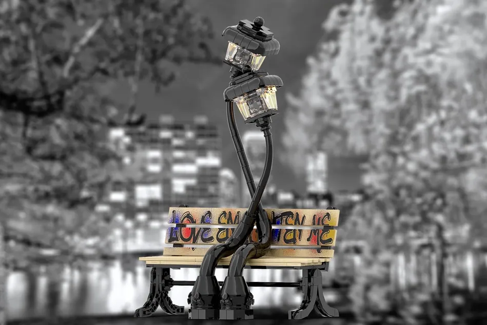 LEGO Ideas: "LOVE ENLIGHTEN ME" the Bench of the Lampposts in Love by LeoAdri